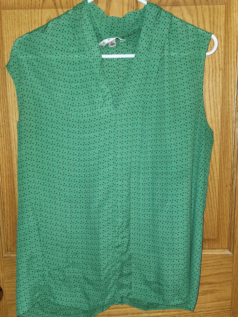 Cabi Sheer Sleeveless Green V-Neck Women's Top